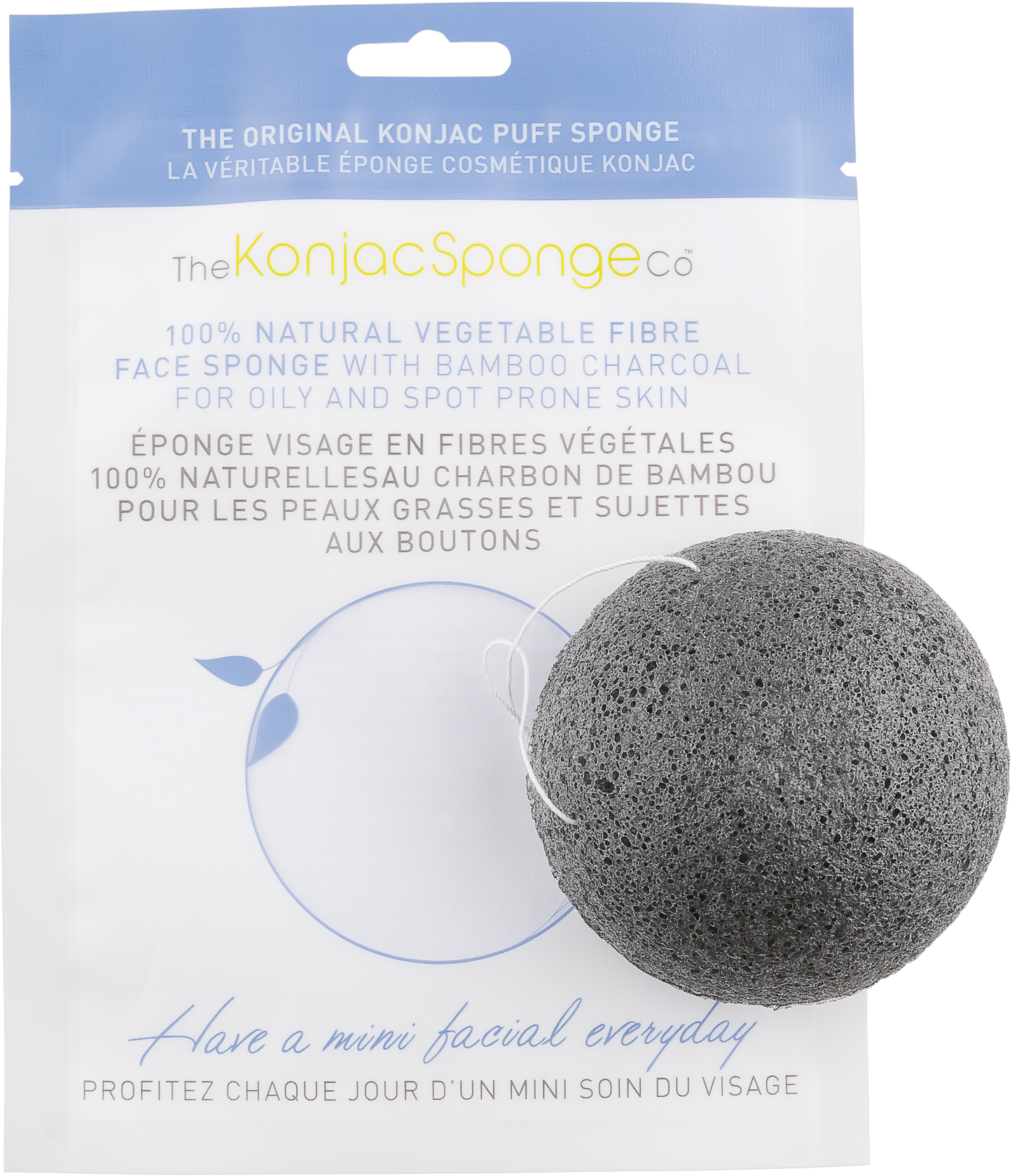 Konjac & Bamboo Charcoal Facial Sponge Puff - BiosenseClinic.ca