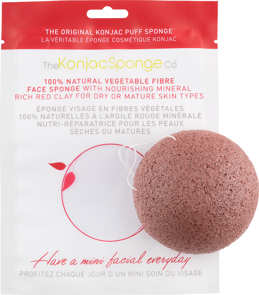 Konjac & Red Clay Facial Sponge Puff - BiosenseClinic.ca