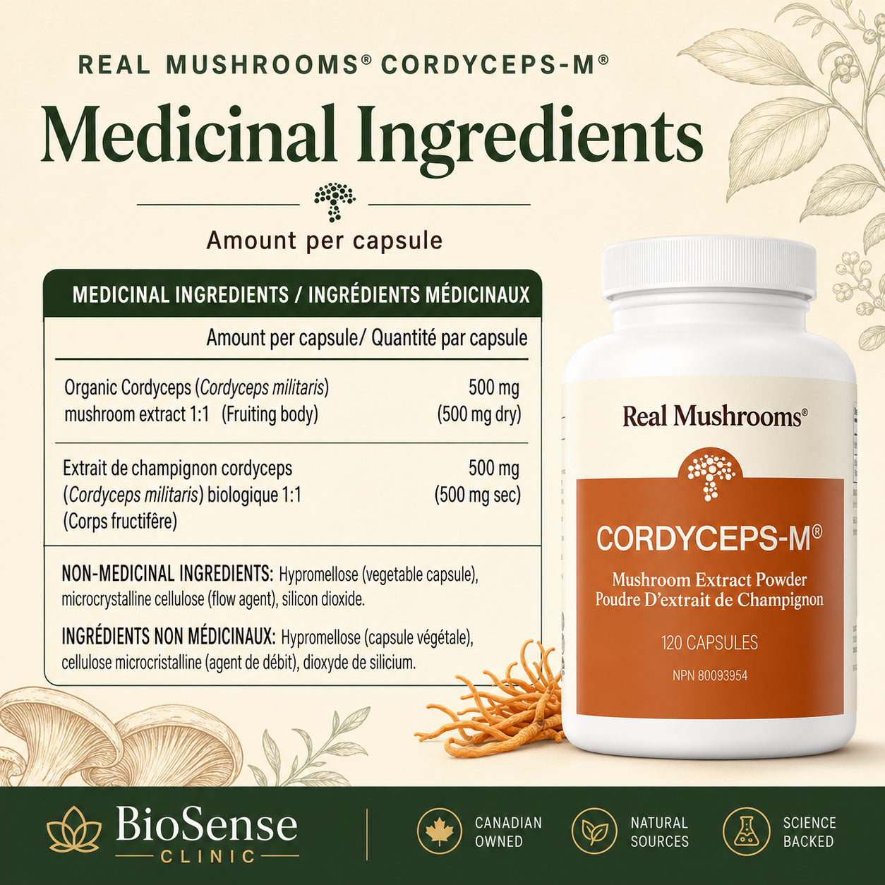 Cordyceps-M - Organic Cordyceps-M® Extract Capsules - BiosenseClinic
