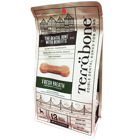 Terräbone Fresh Breath dental chew bone - BiosenseClinic.ca
