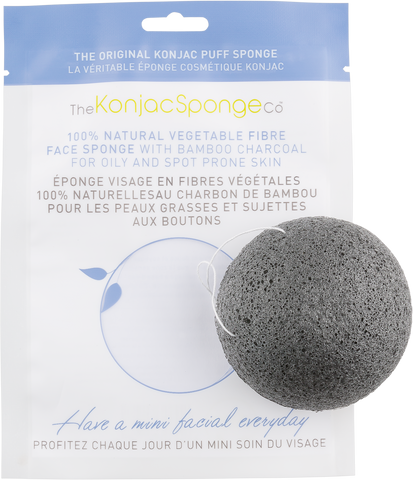 Konjac & Bamboo Charcoal Facial Sponge Puff - BiosenseClinic.ca