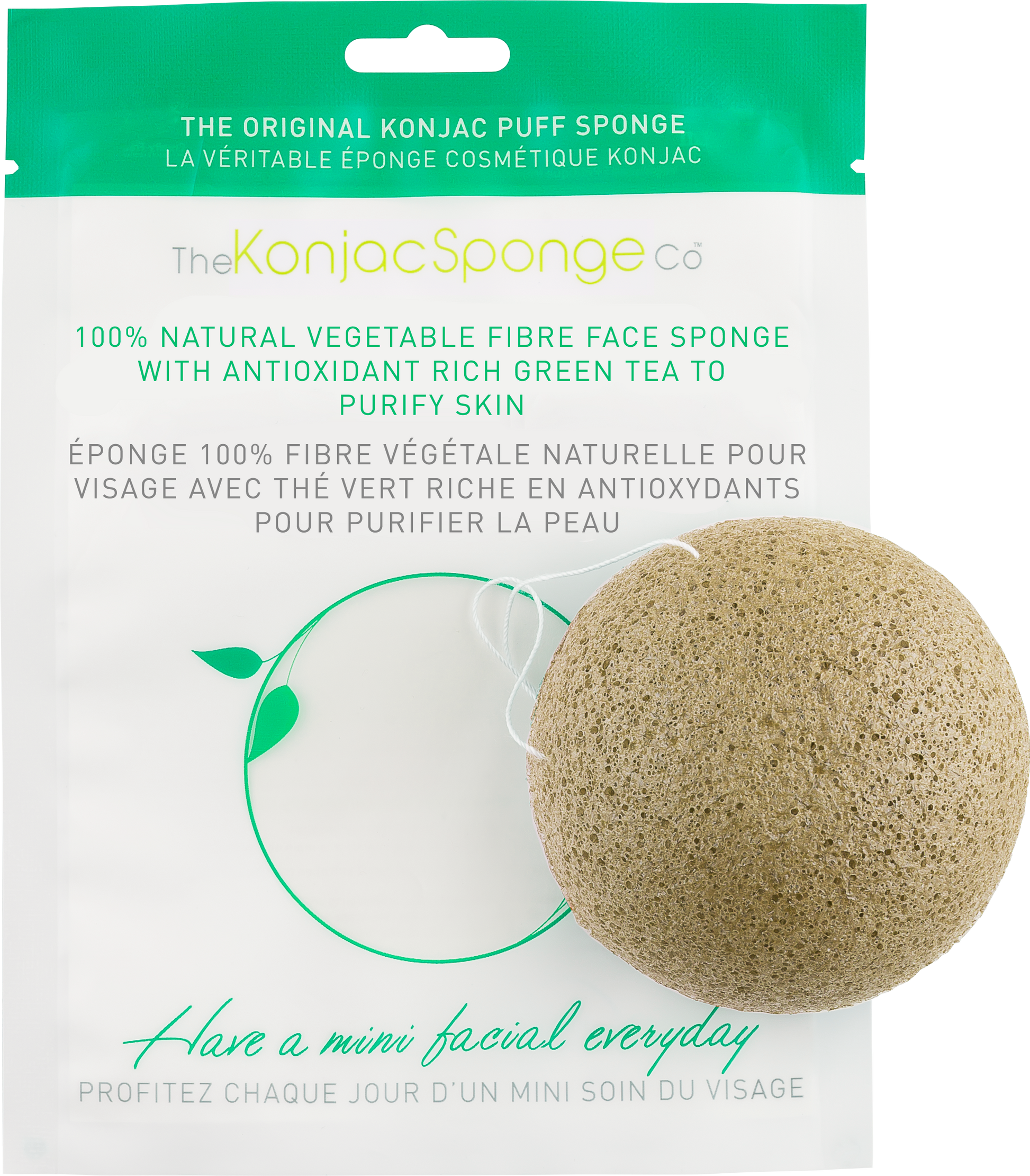 Konjac & Green Tea Facial Sponge Puff - BiosenseClinic.ca