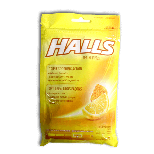 Halls Mentho-Lyptus Cough Drops (Honey-Lemon) - BiosenseClinic.ca